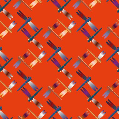 Dekoratif renkli seamless modeli yusufçuk, vektör çizim ile     