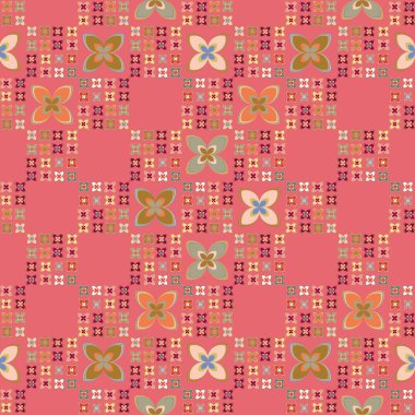 Çiçekler, vektör çizim ile çok renkli geometrik seamless modeli 