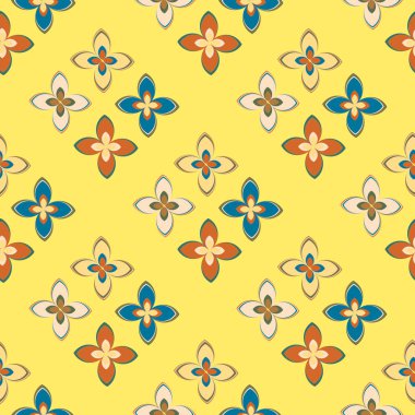 Çiçekler, vektör çizim ile çok renkli geometrik seamless modeli 