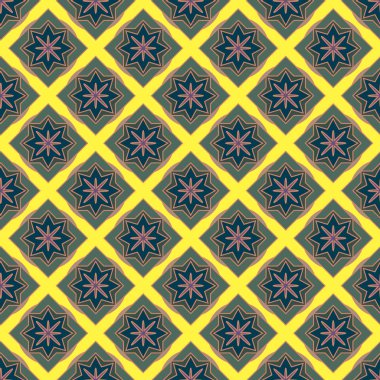 Soyut geometrik desenli çiçek öğeleri renkli kesintisiz arka planı için. 