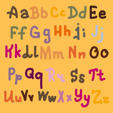 Elle çizilmiş alfabe. Boyalı harfleri fırça. El yazı ve özel tipografi tasarımları logo ve afiş, davetiye ve kartları için