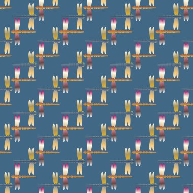 Dekoratif renkli seamless modeli yusufçuk, vektör çizim ile     