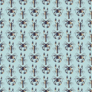 Yengeç ve ıstakoz, vektör çizim ile yaz arka plan 