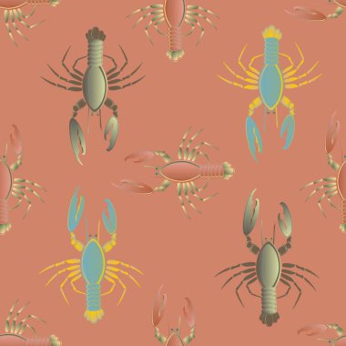 Yaz arka plan ıstakoz, vektör çizim ile 