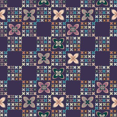 Çiçekler, vektör çizim ile çok renkli geometrik seamless modeli 