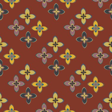 Çiçekler, vektör çizim ile çok renkli geometrik seamless modeli 