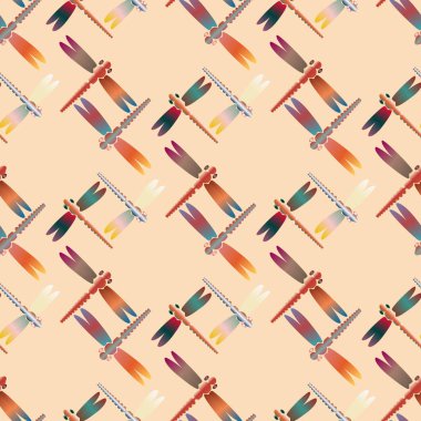Dekoratif renkli seamless modeli yusufçuk, vektör çizim ile     