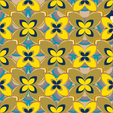 Çiçekler, vektör çizim ile çok renkli geometrik seamless modeli 