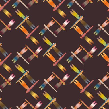 Dekoratif renkli seamless modeli yusufçuk, vektör çizim ile     