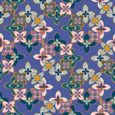 Çiçekler, vektör çizim ile çok renkli geometrik seamless modeli 