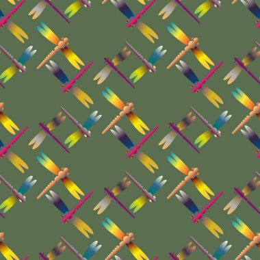 Dekoratif renkli seamless modeli yusufçuk, vektör çizim ile     