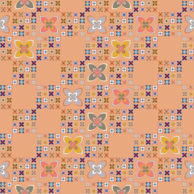 Çiçekler, vektör çizim ile çok renkli geometrik seamless modeli 