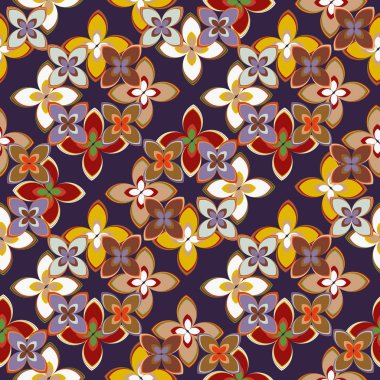 Çiçekler, vektör çizim ile çok renkli geometrik seamless modeli 