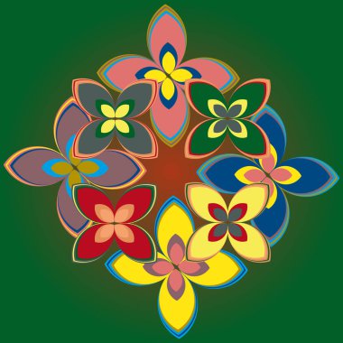 Çiçekler, vektör çizim ile çok renkli geometrik seamless modeli 