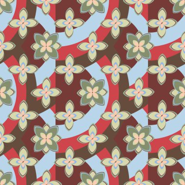 Çiçekler ve gökkuşakları, vektör çizim ile çok renkli geometrik seamless modeli 