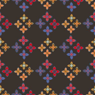 Çiçekler, vektör çizim ile çok renkli geometrik seamless modeli 