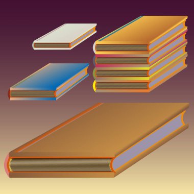 Renkli kitap yığını. Vektör çizim