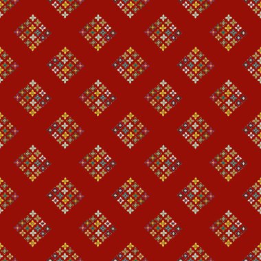 Çiçekler, vektör çizim ile çok renkli geometrik seamless modeli 