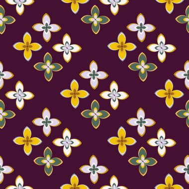 Çiçekler, vektör çizim ile çok renkli geometrik seamless modeli 