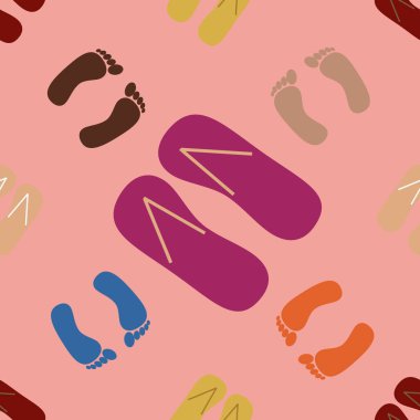 Renk seamless modeli terlik ve ayak izleri ile.