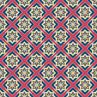 Soyut geometrik desenli çiçek öğeleri renkli kesintisiz arka planı için. 