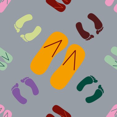 Renk seamless modeli terlik ve ayak izleri ile.