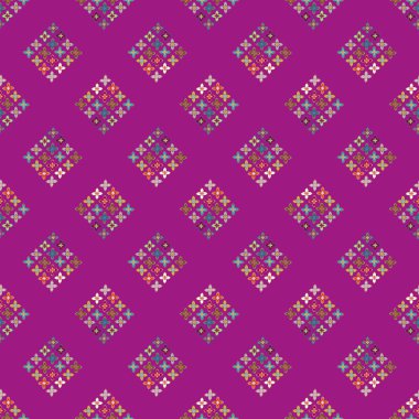 Çiçekler, vektör çizim ile çok renkli geometrik seamless modeli 