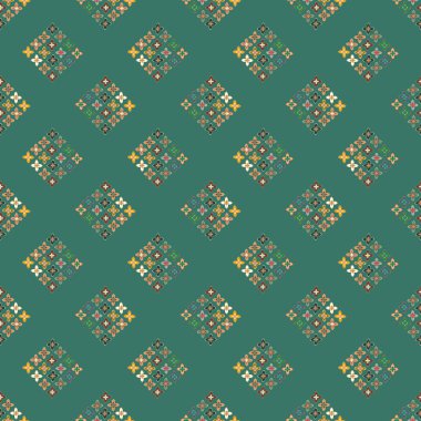 Çiçekler, vektör çizim ile çok renkli geometrik seamless modeli 