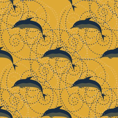 Yunuslar su altında çizim arka planı için bir sürü ile sorunsuz doku