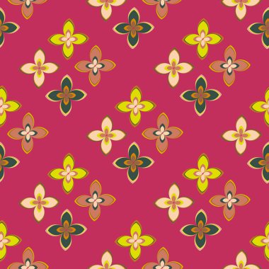 Çiçekler, vektör çizim ile çok renkli geometrik seamless modeli 