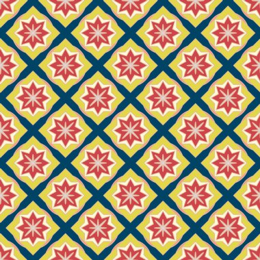 Soyut geometrik desenli çiçek öğeleri renkli kesintisiz arka planı için. 