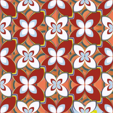 Çiçekler, vektör çizim ile çok renkli geometrik seamless modeli 