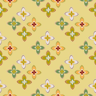 Çiçekler, vektör çizim ile çok renkli geometrik seamless modeli 