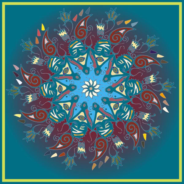 Simple Colorful Abstract Mandala Bright Circular Ornament Consists Simple Shapes — Stock Vector