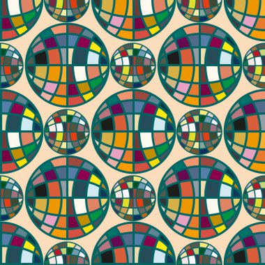 Soyut geometrik renkli küreler Dikişsiz desen arka planı için. 