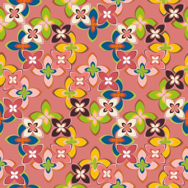 Çiçekler, vektör çizim ile çok renkli geometrik seamless modeli 