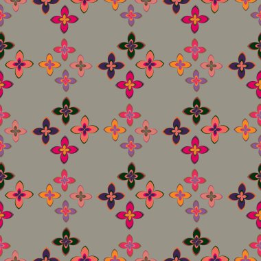 Çiçekler, vektör çizim ile çok renkli geometrik seamless modeli 