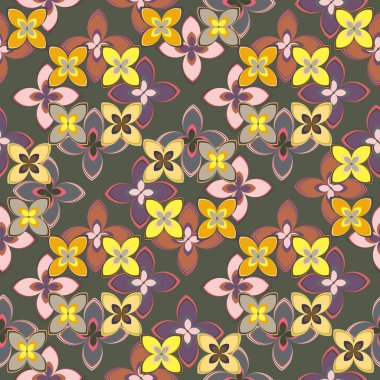Çiçekler, vektör çizim ile çok renkli geometrik seamless modeli 