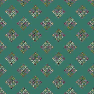 Çiçekler, vektör çizim ile çok renkli geometrik seamless modeli 