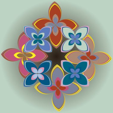 Çiçekler, vektör çizim ile çok renkli geometrik seamless modeli 