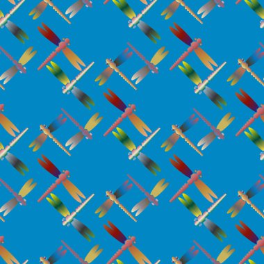 Dekoratif renkli seamless modeli yusufçuk, vektör çizim ile     