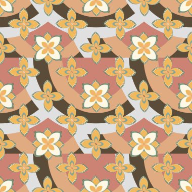 Çiçekler ve gökkuşakları, vektör çizim ile çok renkli geometrik seamless modeli 