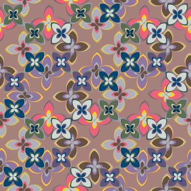 Çiçekler, vektör çizim ile çok renkli geometrik seamless modeli 