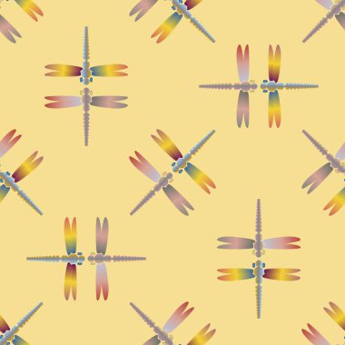 Dekoratif renkli seamless modeli yusufçuk, vektör çizim ile     