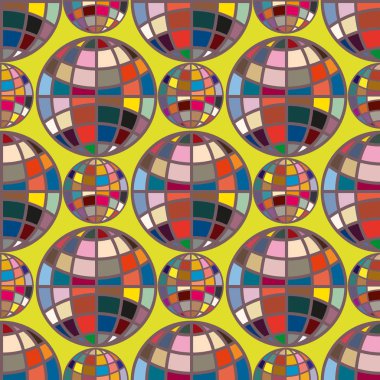 Soyut geometrik renkli küreler Dikişsiz desen arka planı için. 