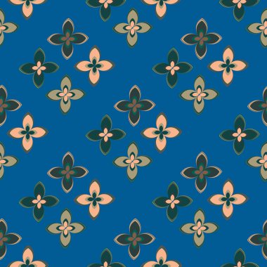 Çiçekler, vektör çizim ile çok renkli geometrik seamless modeli 