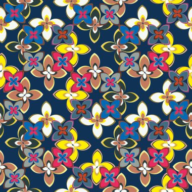 Çiçekler, vektör çizim ile çok renkli geometrik seamless modeli 