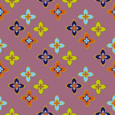 Çiçekler, vektör çizim ile çok renkli geometrik seamless modeli 