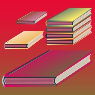 Renkli kitap yığını. Vektör çizim