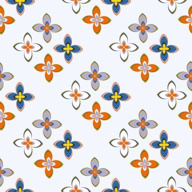 Çiçekler, vektör çizim ile çok renkli geometrik seamless modeli 